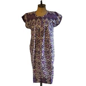 Indian Hand Block‎ Print Dress Women Purple Summer Wear Cotton  Dress Free Size